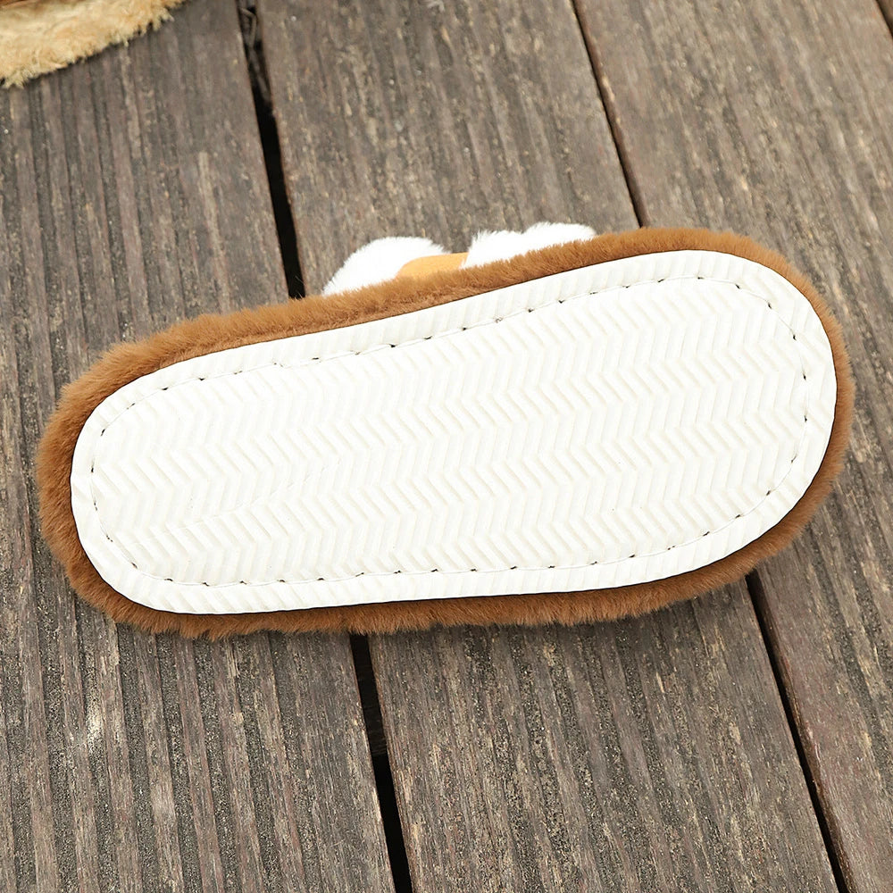 Fluffy Cross Strap Slippers
